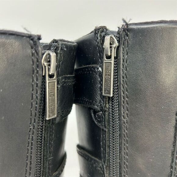Harley-Davidson Moto Black Leather Lace-Up Riding Boots Size 6.5 Buckles - Picture 9 of 16